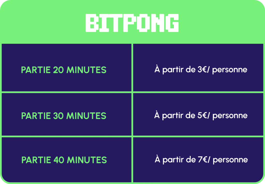 tarifs bitpong game in lyon