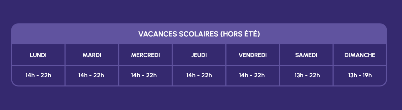 Horaires période de vacance